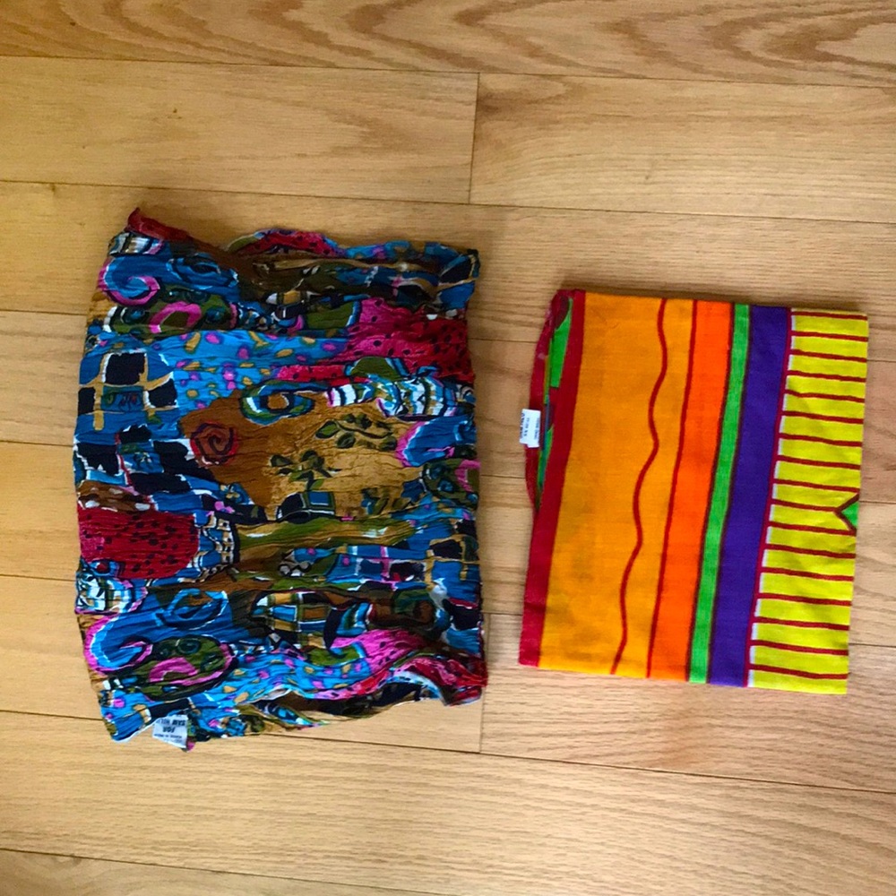 Lot of 2 pareos or scarves Sam Hilu made in India